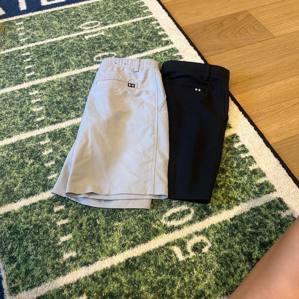 Boys Under Armour Light Gray and Black Athletic Shorts